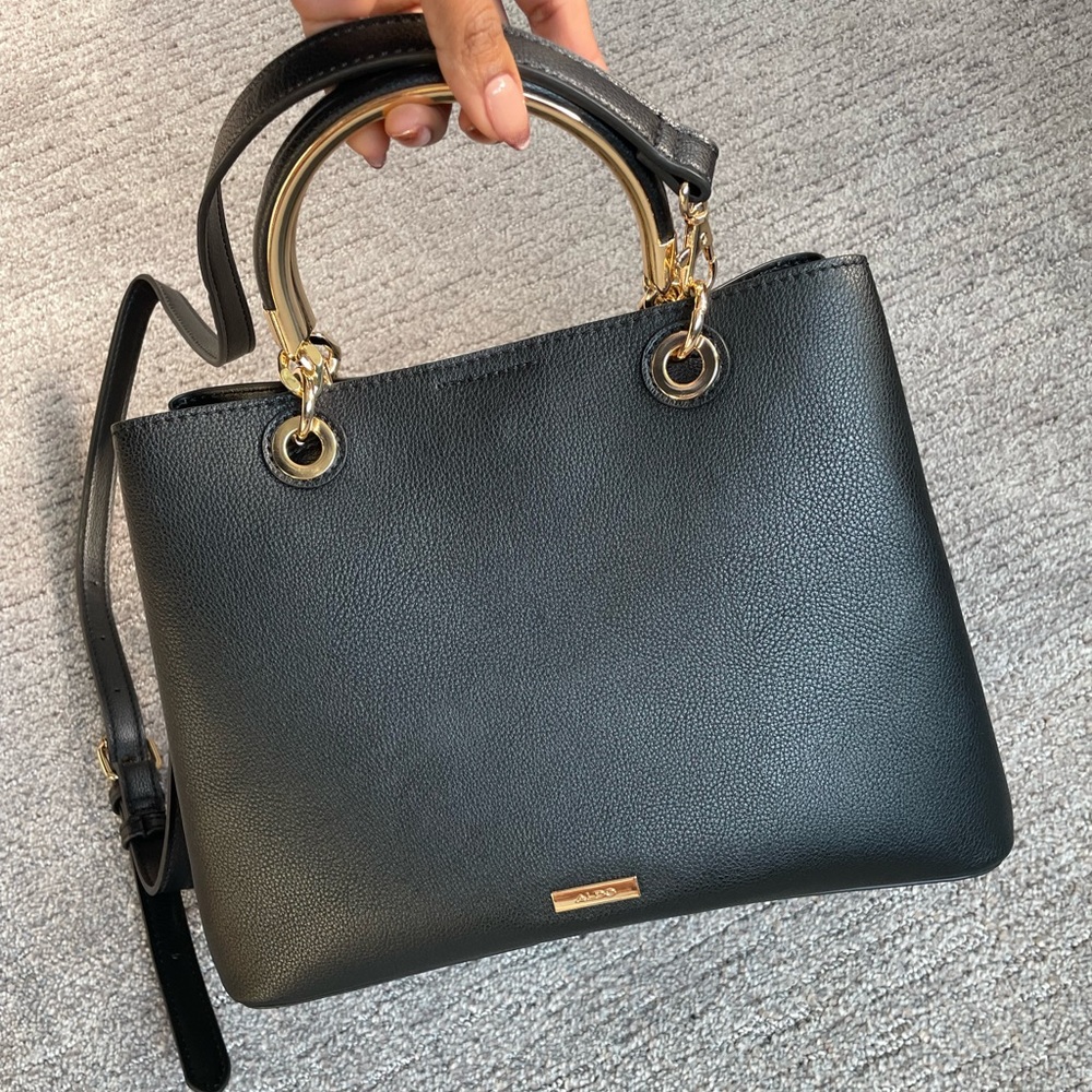 ALDO black faux leather tote